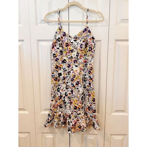 Betsey Johnson Ruffled Hem A Line Dress Floral Print Size 2 - Picture 3 of 8